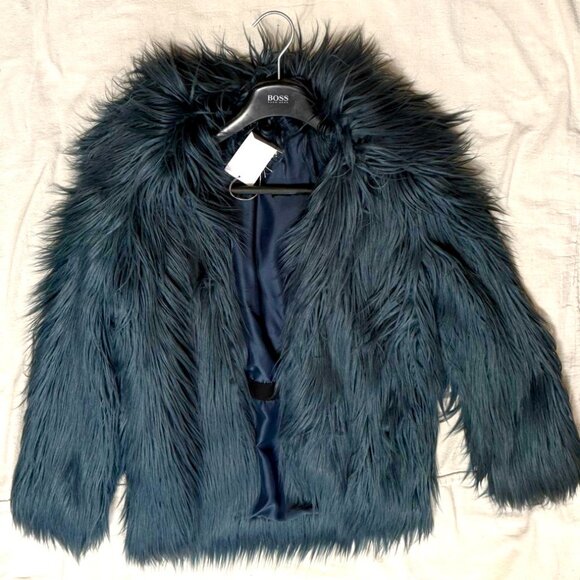 Zadig & Voltaire Faux Fur Bleu de Gris Coat - Picture 6 of 6